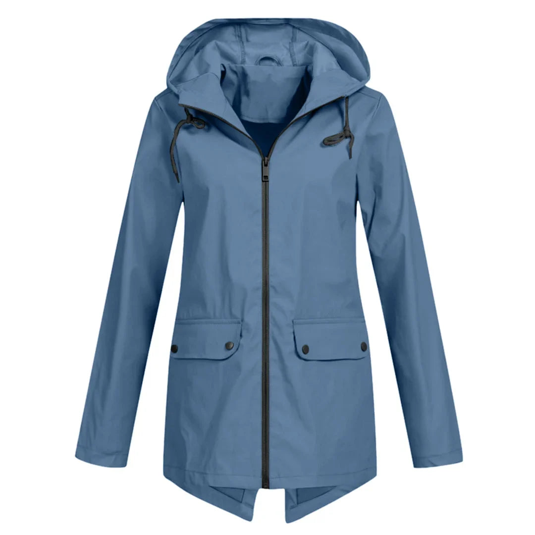 Damen Regenjacke mit Reißverschluss und Kapuze