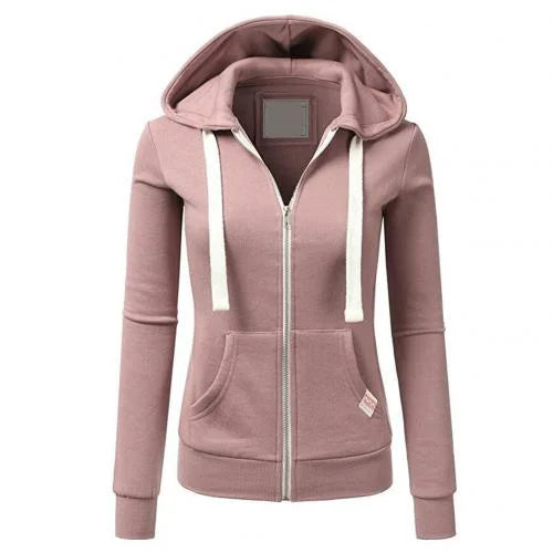 Damen Zip Hoodie mit Reißverschluss und Kapuze