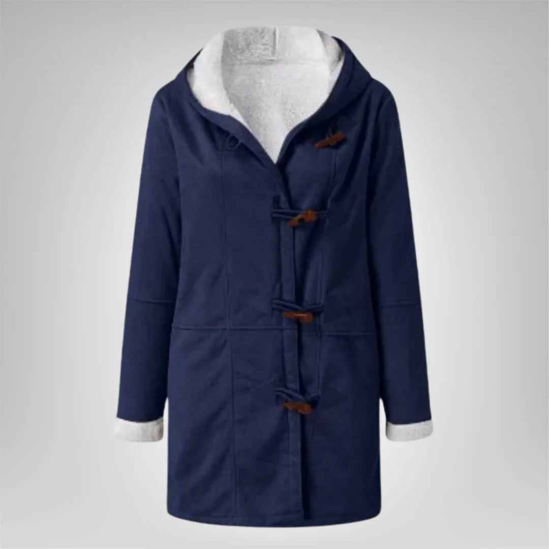 Damen Fleecejacke in Blau, mit Kapuze und praktischen Taschen, aus weichem Fleece für zusätzlichen Komfort und Wärme.