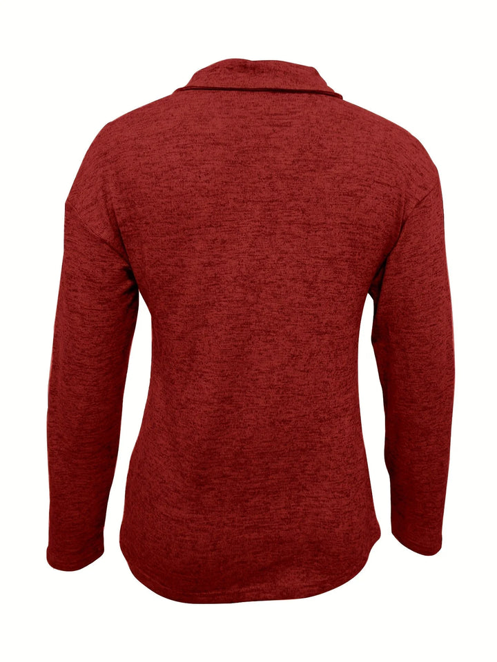 Damen Halbreißverschluss Pullover mit Kragen aus weichem Baumwollmix, sportlichem Schnitt und dekorativen Ziernähten.
