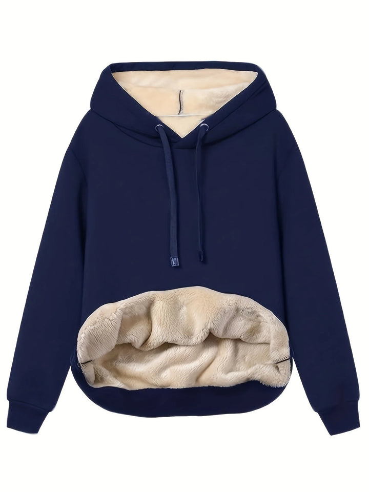Damen Hoodie mit Fleece-Innenfutter und hohem Kragen
