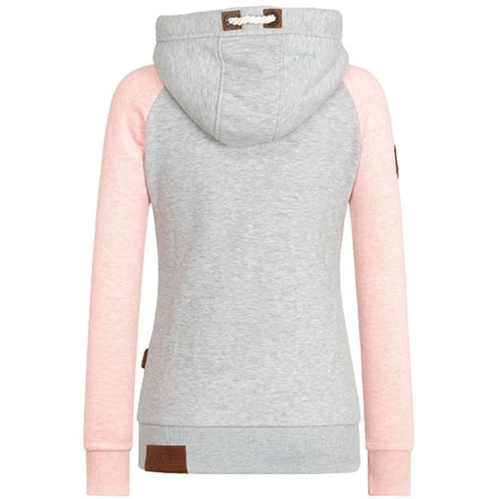 Damen Zip Hoodie mit Kapuze und braunen Details