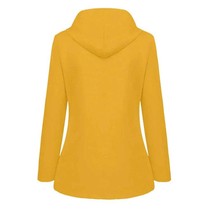 Damen Regenjacke mit Futter und Kapuze aus wasserabweisendem Material, mit praktischen Taschen und verstellbarem Bund.