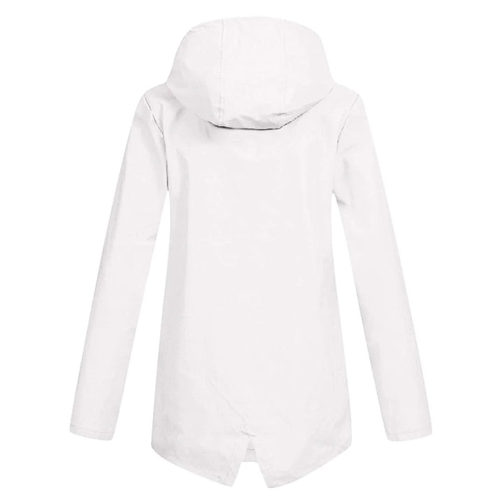 Damen Regenjacke mit Kapuze, wasserdicht, atmungsaktiv und mit praktischen Taschen in modernem Schnitt.