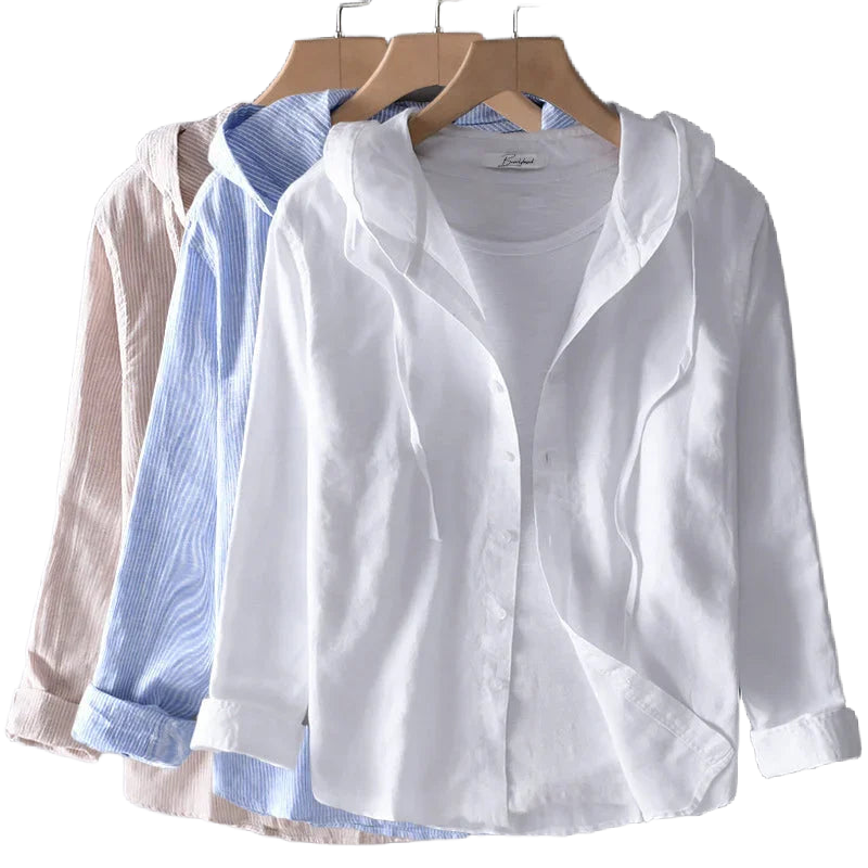 Damen Zip Hoodie mit Kapuze und leichtem Streifenmuster