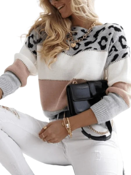 Rosa Damen Pullover mit Muster und Rundhalsausschnitt, aus weichem Baumwollmix, ideal für lässige Outfits.