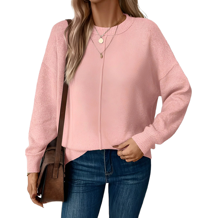 Damen Pullover in Rosa, Rundhalsausschnitt, lässiger Schnitt, weiches Material für angenehmen Tragekomfort im Alltag.
