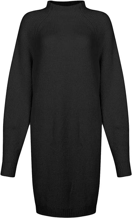 Grobstrick Rollkragenkleid in lässiger Passform aus weichem, warmem Material mit großzügigem Rollkragen und langen Ärmeln.