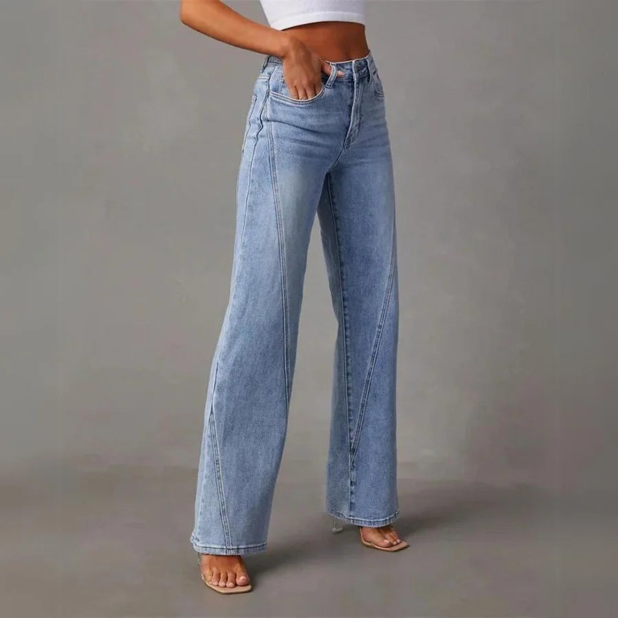 High-Waist Jeans in Wide-Leg Schnitt Hellblau