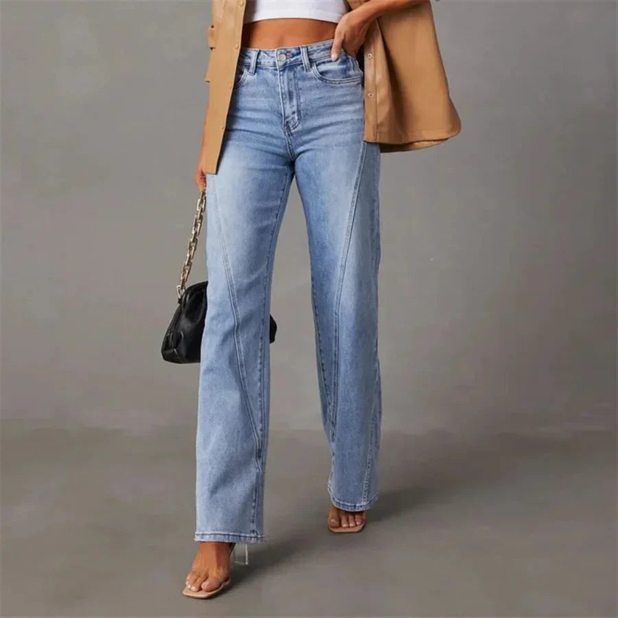 High-Waist Jeans in Wide-Leg Schnitt Hellblau
