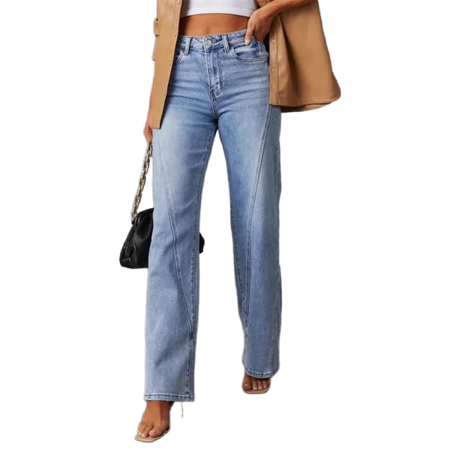 High-Waist Jeans in Wide-Leg Schnitt Hellblau