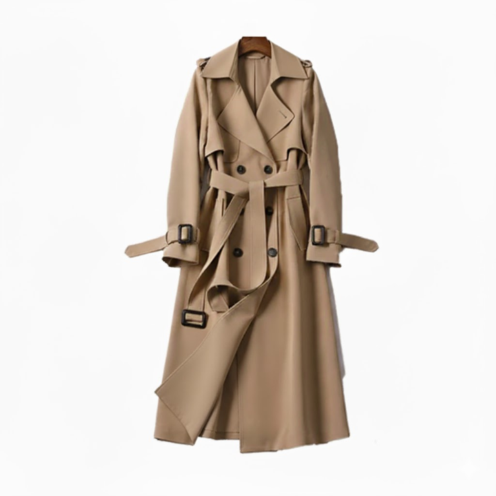 Klassischer Damen Trenchcoat mit Gürtel und Doppelkragen