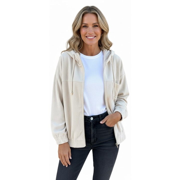 Casual Damen Zip-Up Hoodie mit Kordelzug