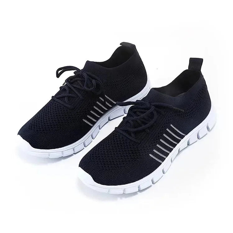 Marineblaue Damen-Sneakers mit orthopädischer Sohle für optimalen Komfort und Luftdurchlässigkeit, ideal für den Alltag.
