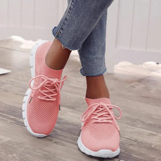 Rosa Damen Sneakers mit orthopädischer Sohle, atmungsaktiv für Komfort und Unterstützung, ideal für den Alltag oder…