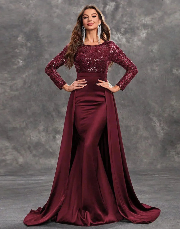 Damen Abendkleid mit Paillettenoberteil und fließendem Rock – High-quality product image.
