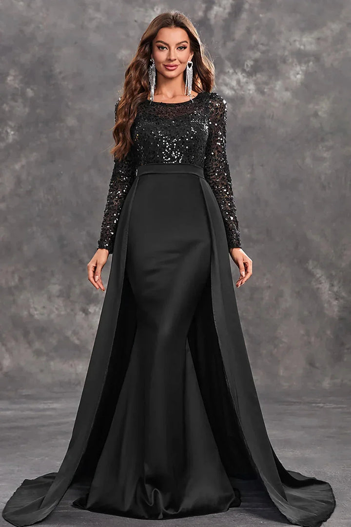 Damen Abendkleid mit Paillettenoberteil und fließendem Rock – High-quality product image.