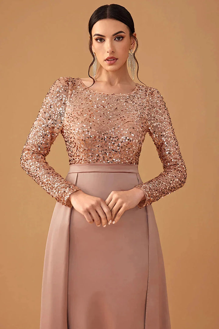 Damen Abendkleid mit Paillettenoberteil und fließendem Rock – High-quality product image.