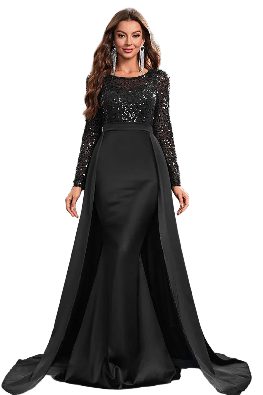 Damen Abendkleid mit Paillettenoberteil und fließendem Rock – High-quality product image.