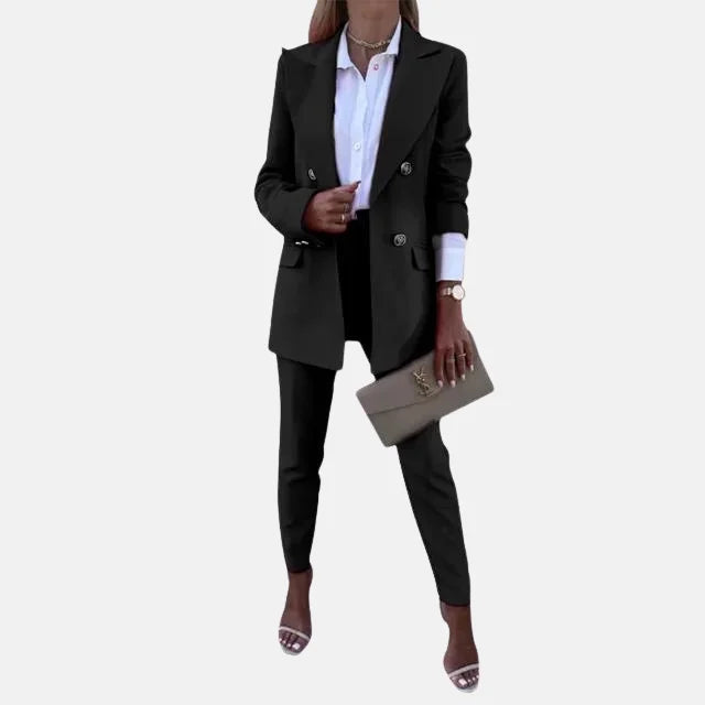Damen Anzug Set mit Blazer und Hose aus hochwertigem, atmungsaktivem Stoff in klassischem Schnitt und eleganter Passform.