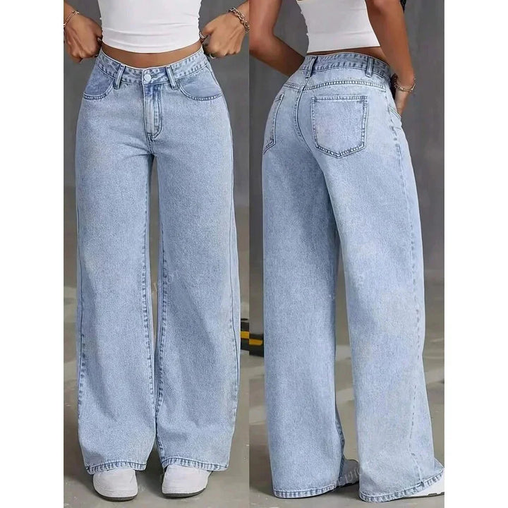Damen Baggy Jeans in Blau aus hochwertigem Denim mit hohem Bund und weitem Bein für einen lässigen Look.