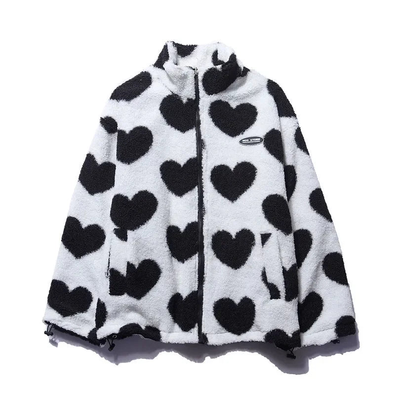 Damen Übergangsjacke aus leichtem Material mit Herzmuster-Innenfutter und praktischen Taschen. Ideal für milde Tage.