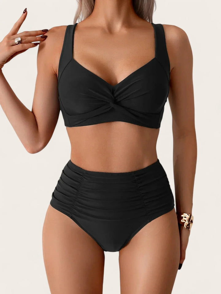 Damen Bikini Set mit hoher Taille und Wickeltop