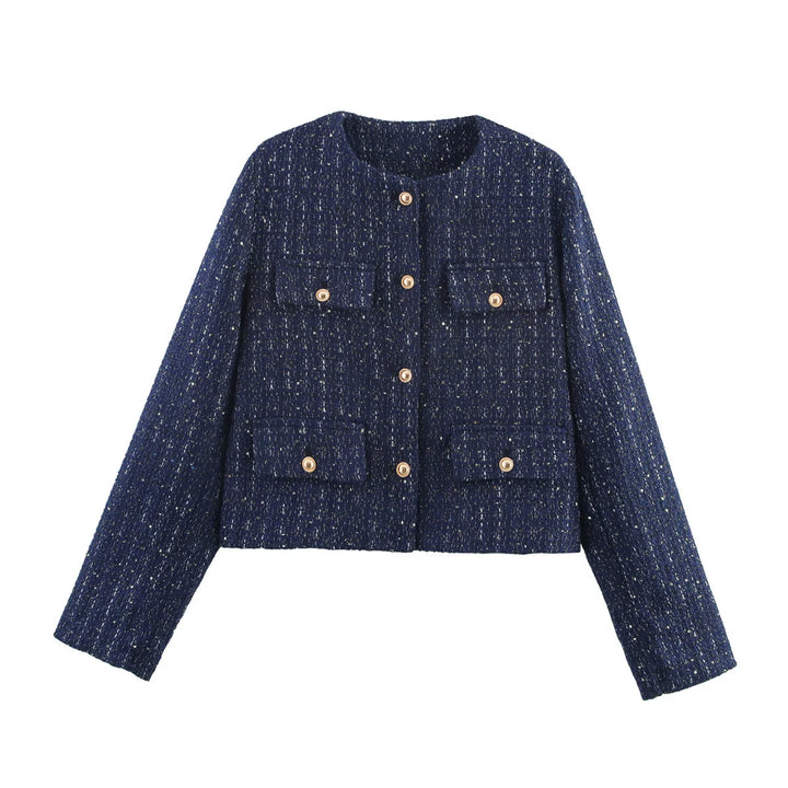 Damen Blazer aus hochwertigem Stoff mit Knopfdetails, geradem Schnitt und vielseitigem Design für den Alltag.