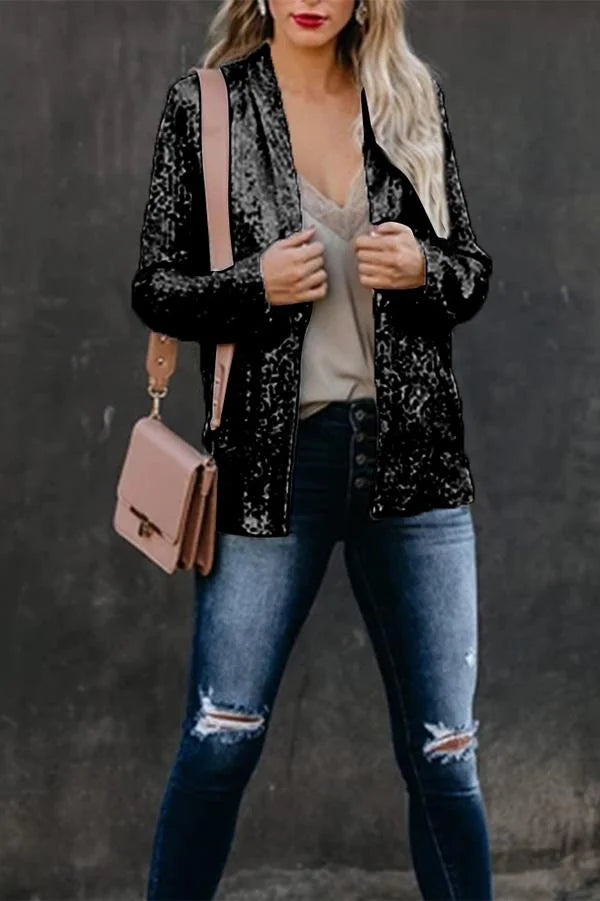 Damen Blazer aus hochwertigem Stoff mit Pailletten und klassischem, eleganten Design für formelle Anlässe.