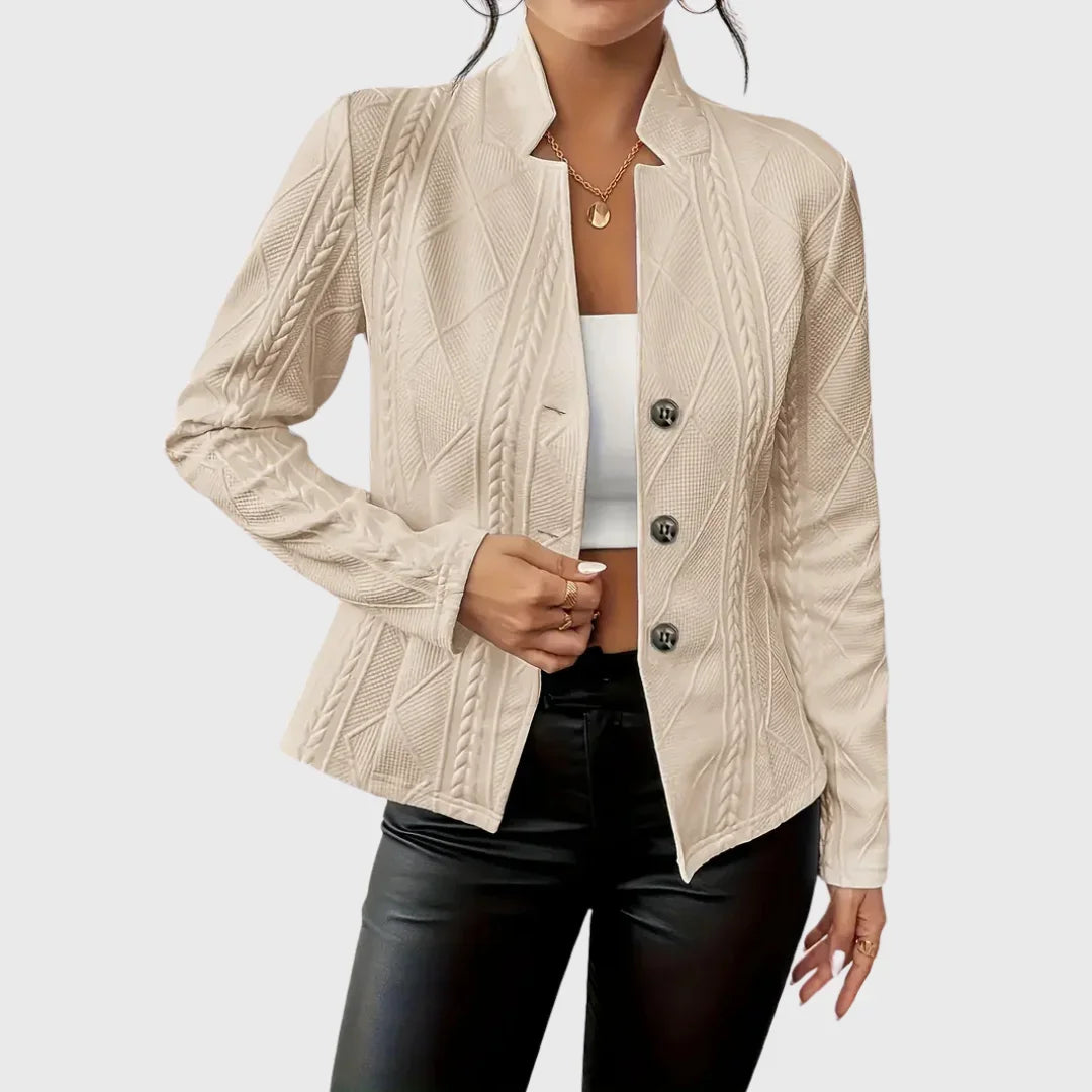 Damen Blazer mit strukturiertem Muster und Knopfleiste