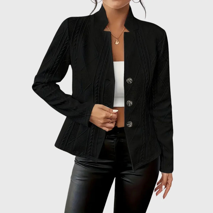 Damen Blazer mit strukturiertem Muster und Knopfleiste