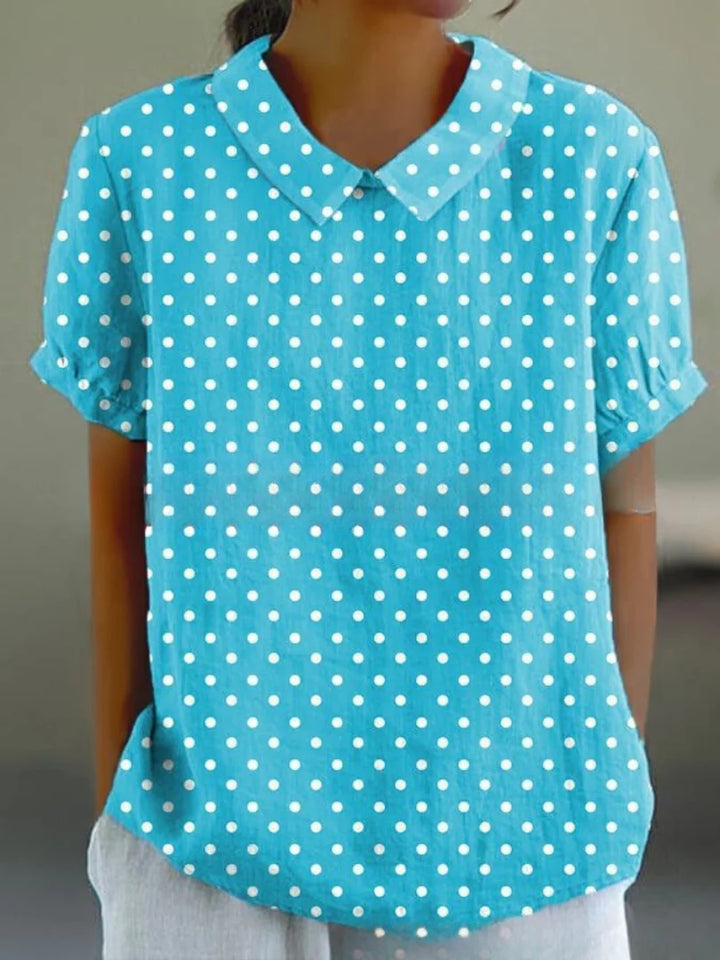 Damen Bluse aus leichtem Stoff mit floralem Stickmuster und kurzen Ärmeln für den perfekten Frühlings-Look.
