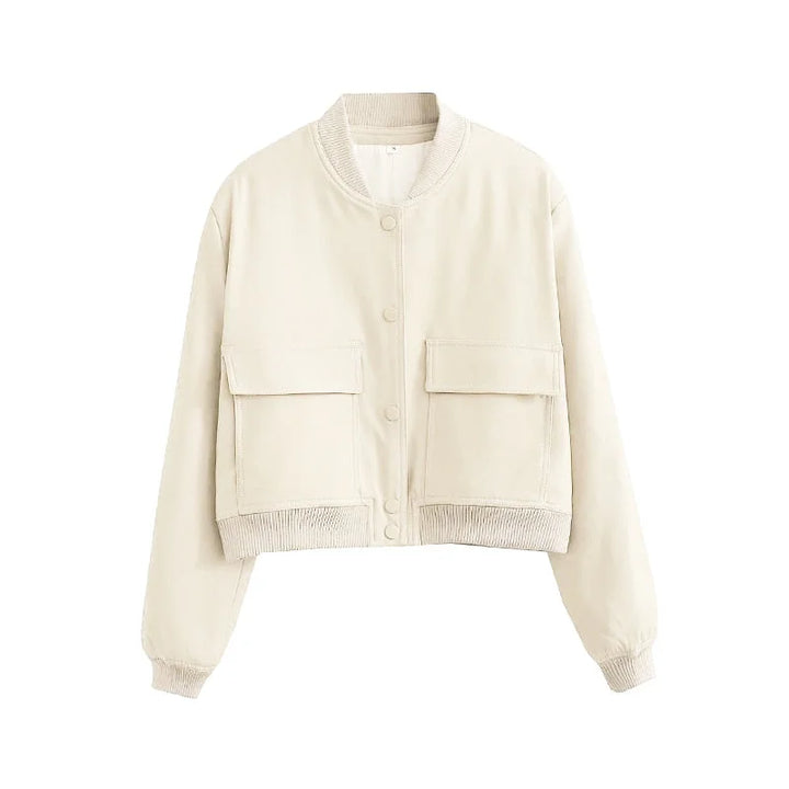 Damen Bomberjacke in Blouson-Optik mit Taschendetail