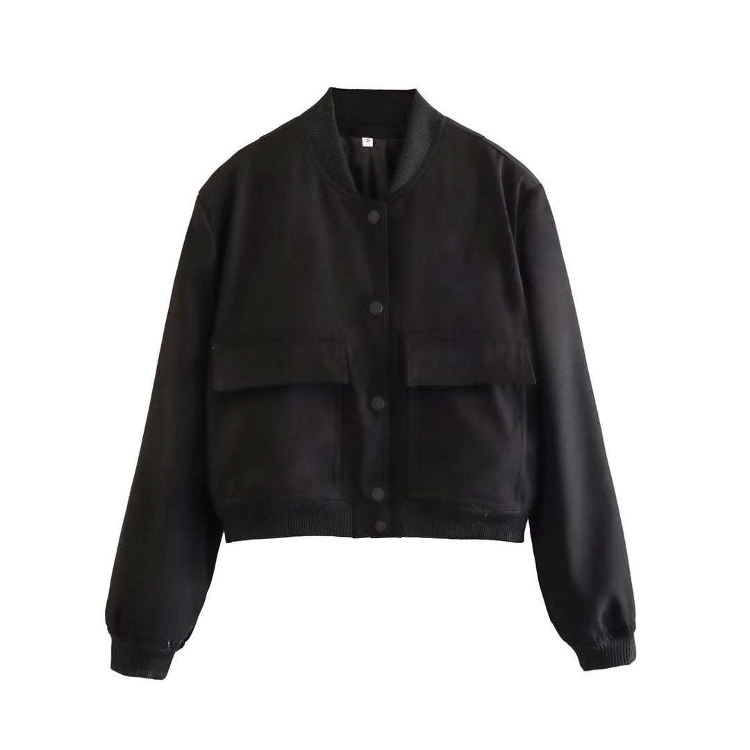 Damen Bomberjacke in Blouson-Optik mit Taschendetail