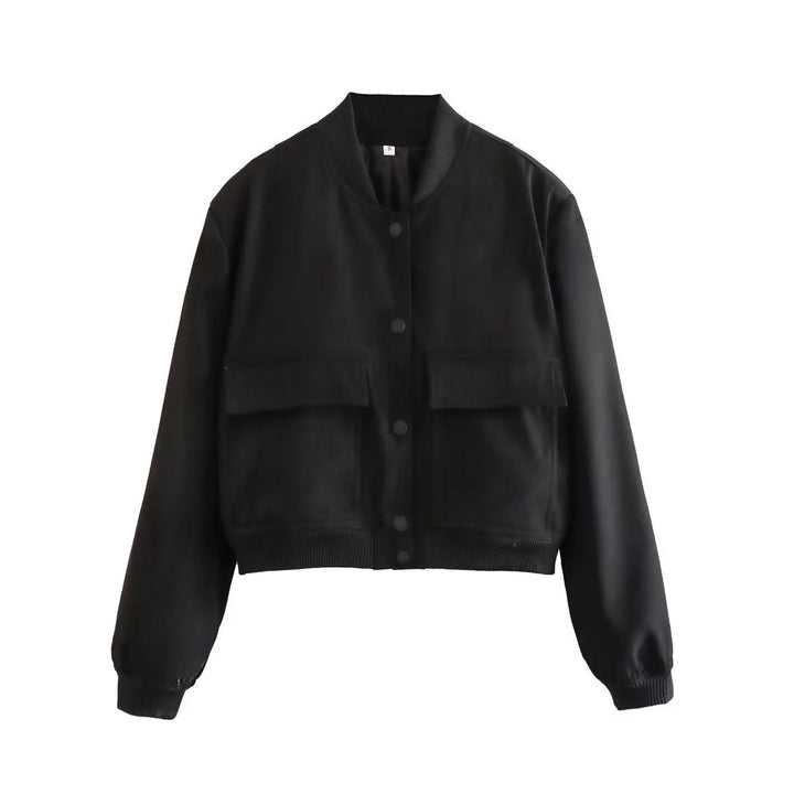 Damen Bomberjacke in Blouson-Optik mit Taschendetail