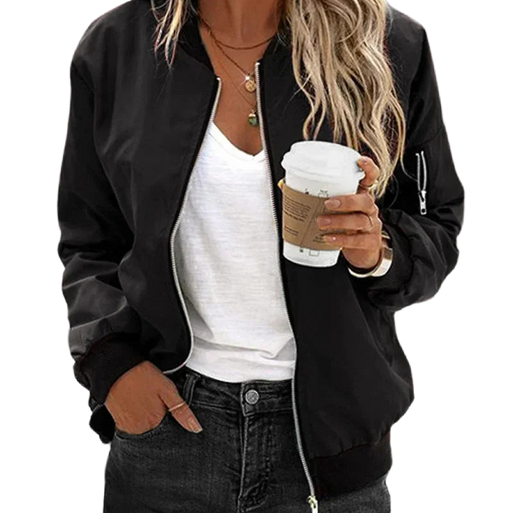 Damen Bomberjacke mit Reißverschluss und Seitentaschen