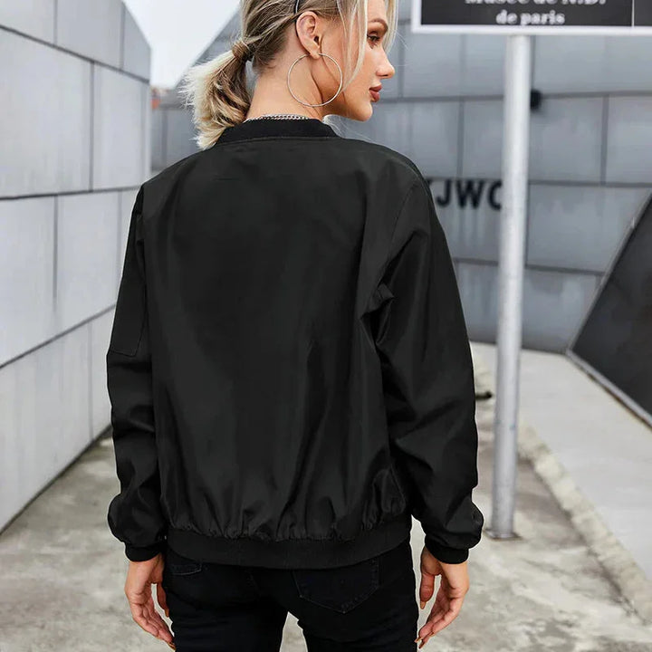 Damen Bomberjacke mit Reißverschluss und Seitentaschen