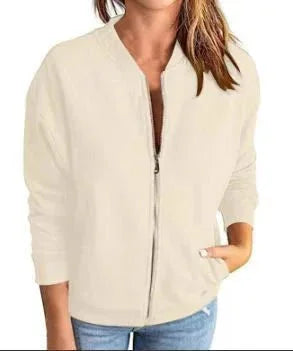 Khaki Damen Bomberjacke aus Baumwolle mit Reißverschluss, praktischen Taschen und lässigem Schnitt für den täglichen…