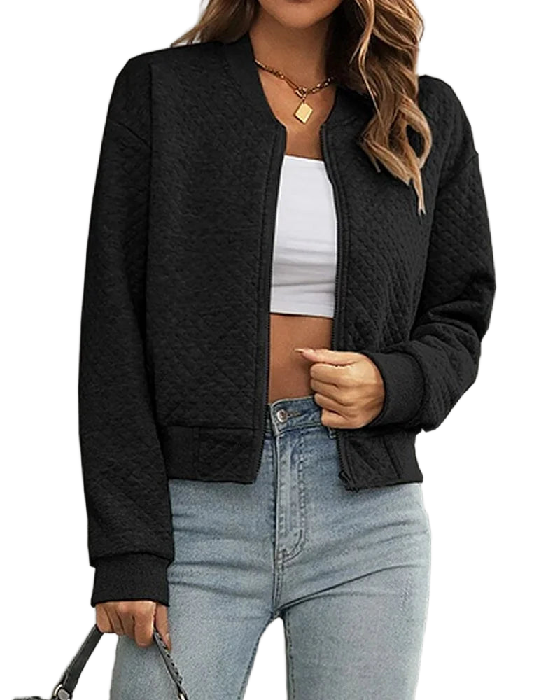Damen Übergangsjacke mit Steppdesign, Langarm, windabweisend und leicht, ideal für wechselhaftes Wetter.