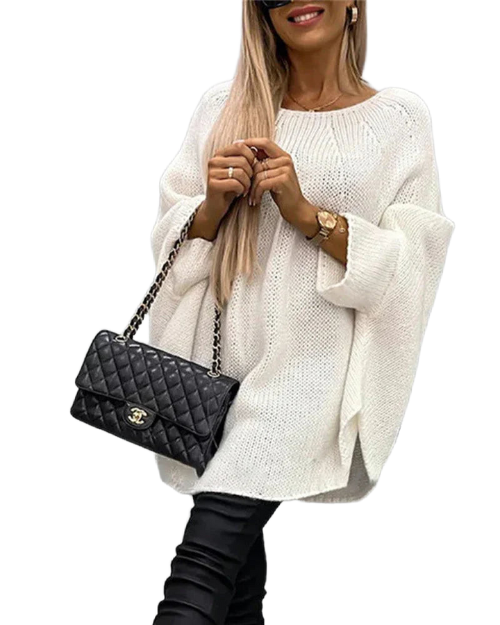 Damen Cape-Strickpullover mit weiten Ärmeln aus weicher Baumwolle, gemütlichem Design und modischem Schnitt für lässige…