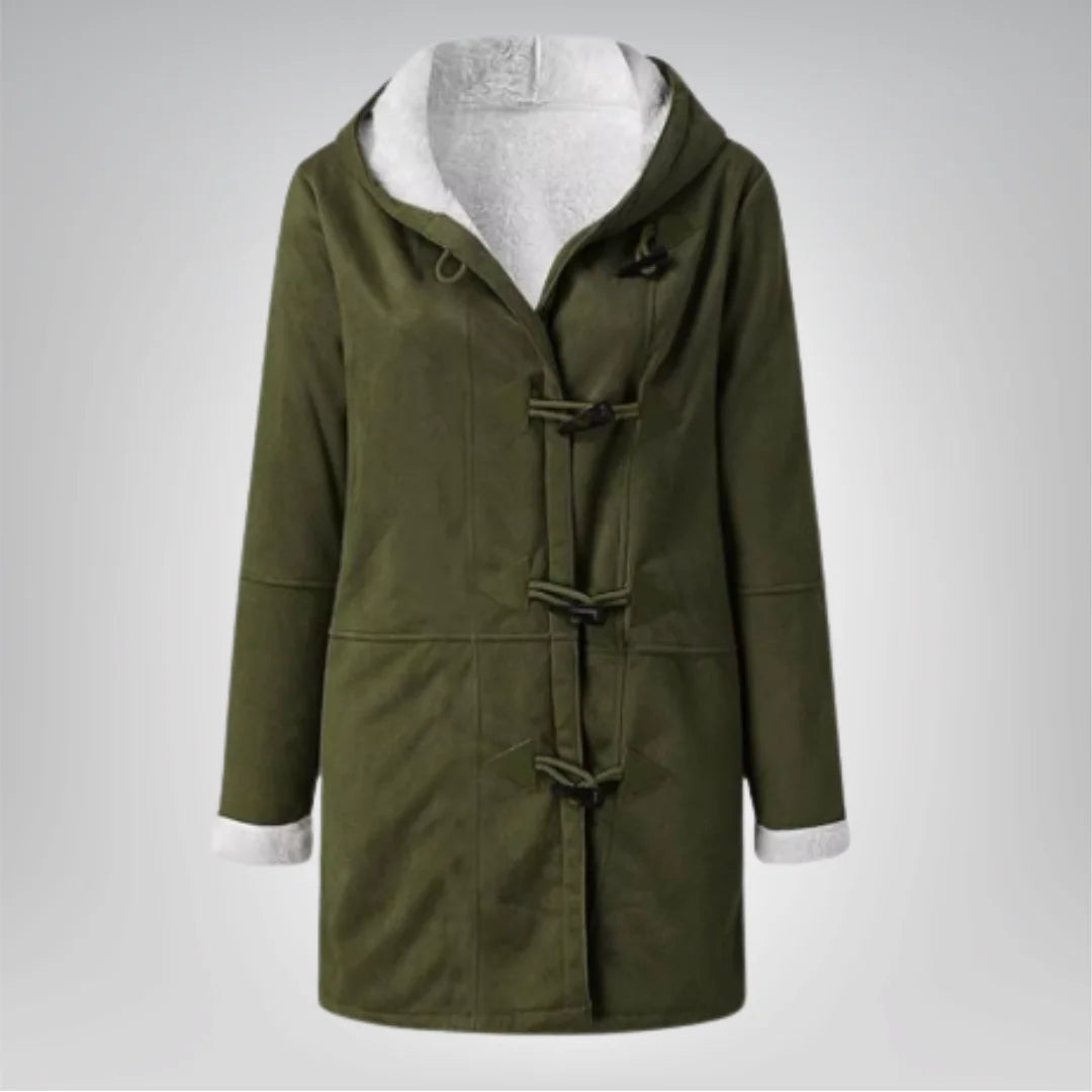 Damen Fleecejacke mit Kapuze, weiches Material, praktische Taschen und sportlicher Schnitt für täglichen Komfort.