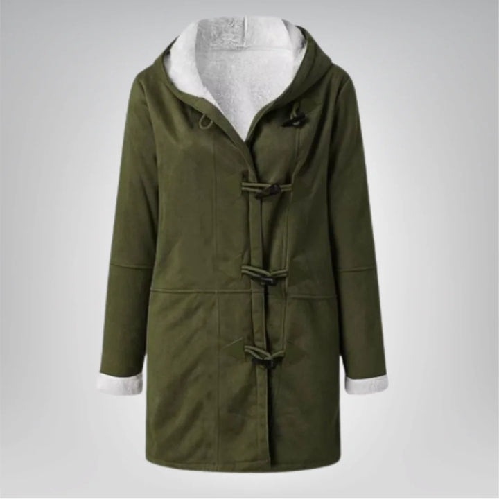 Damen Fleecejacke mit Kapuze, weiches Material, praktische Taschen und sportlicher Schnitt für täglichen Komfort.