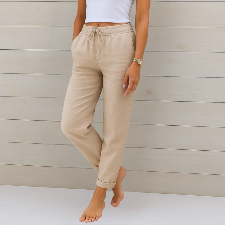 Damen Freizeithose mit Stretchbund und Schnürzug