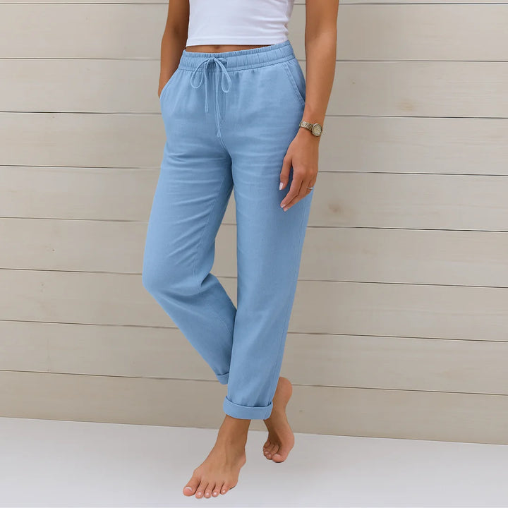 Damen Freizeithose mit Stretchbund und Schnürzug