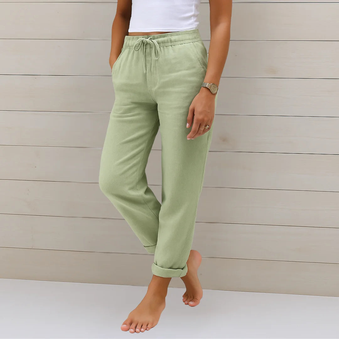 Damen Freizeithose mit Stretchbund und Schnürzug