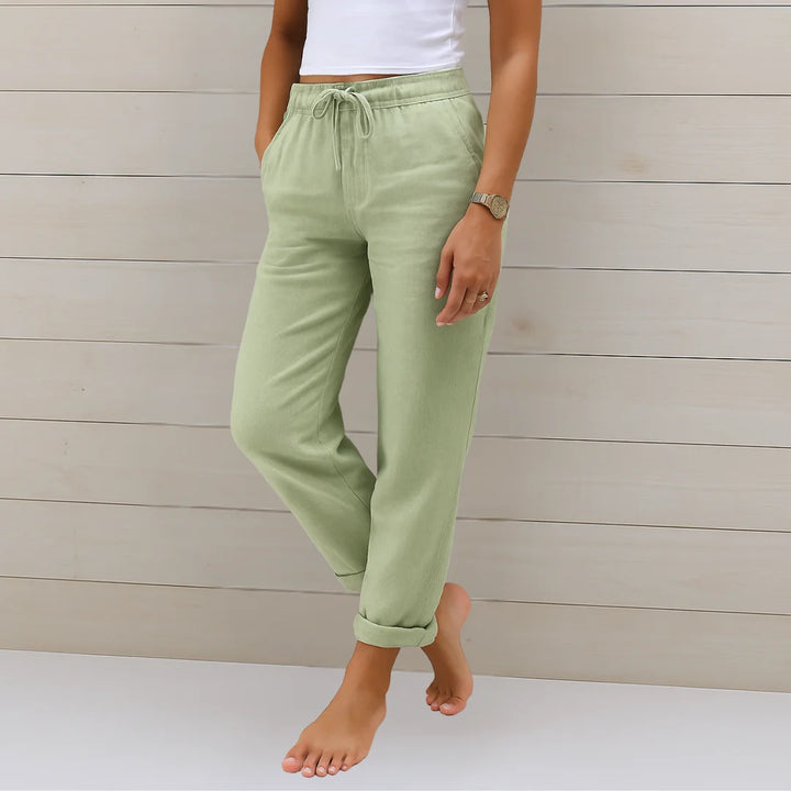Damen Freizeithose mit Stretchbund und Schnürzug