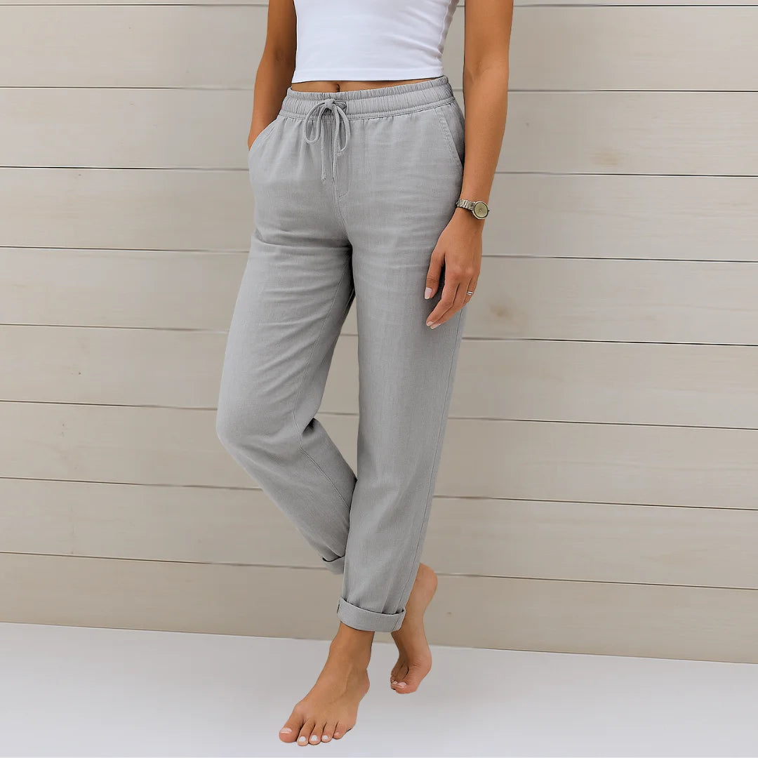 Damen Freizeithose mit Stretchbund und Schnürzug