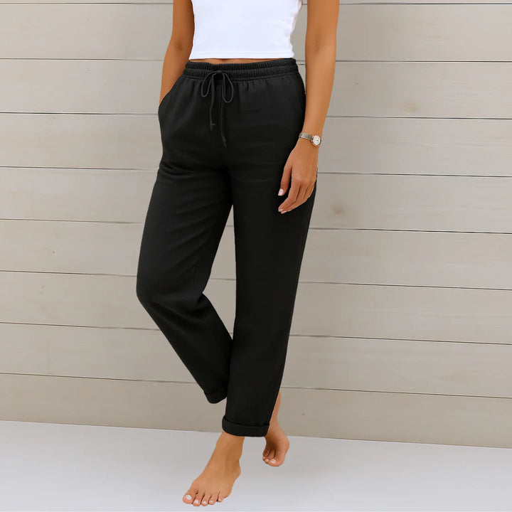 Damen Freizeithose mit Stretchbund und Schnürzug