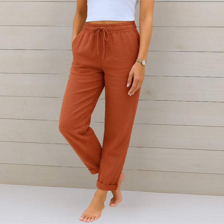 Damen Freizeithose mit Stretchbund und Schnürzug