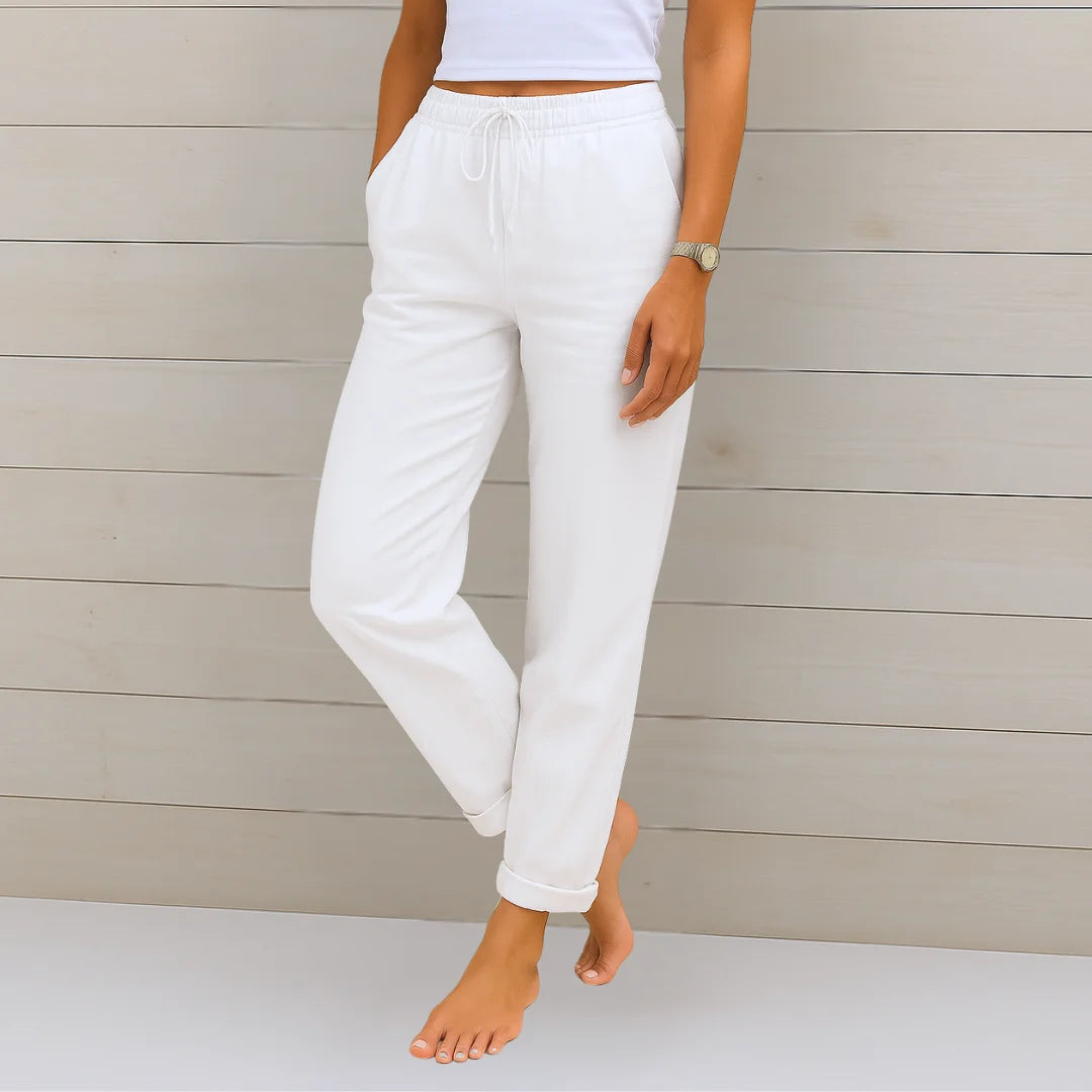 Damen Freizeithose mit Stretchbund und Schnürzug